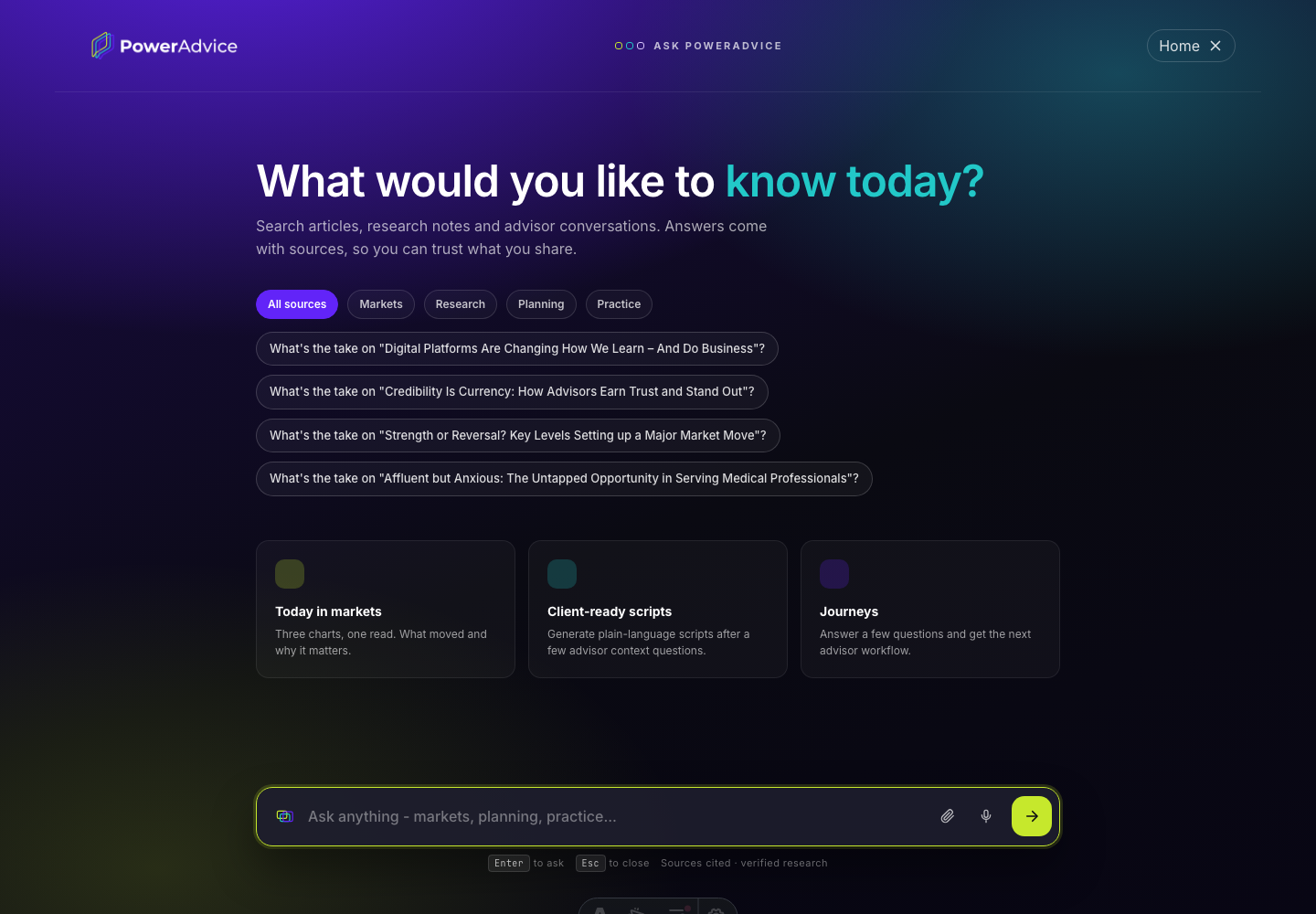 Ask PowerAdvice sourced AI answer