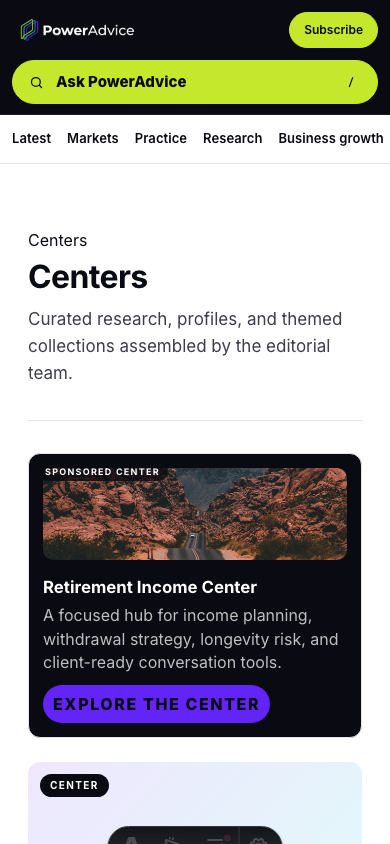 Mobile PowerAdvice Centers page