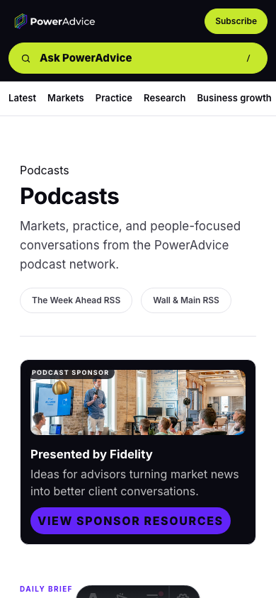 Mobile PowerAdvice podcast page