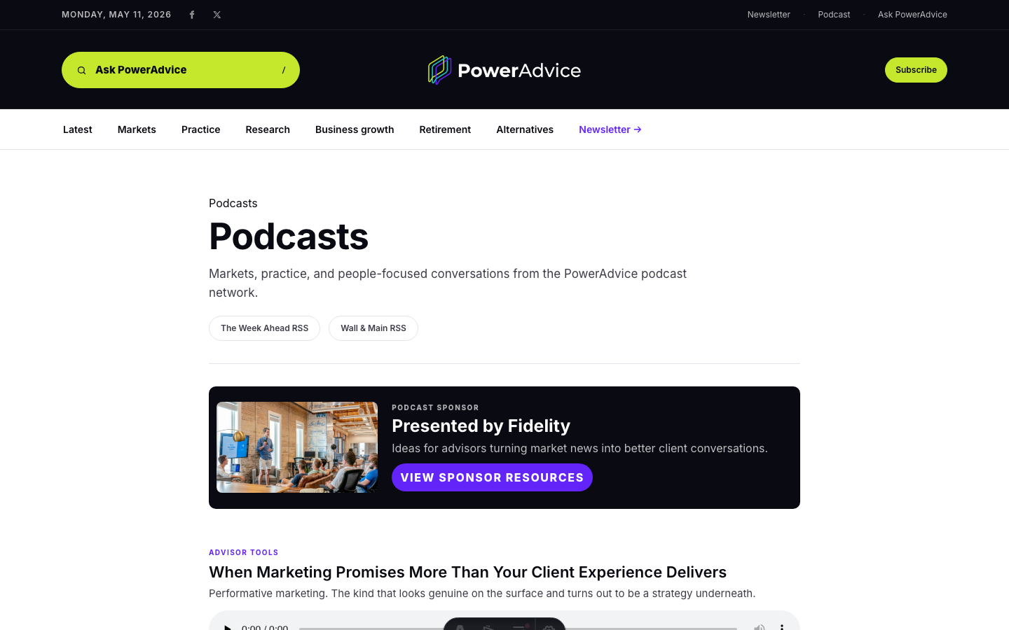 Podcast page sponsor placement